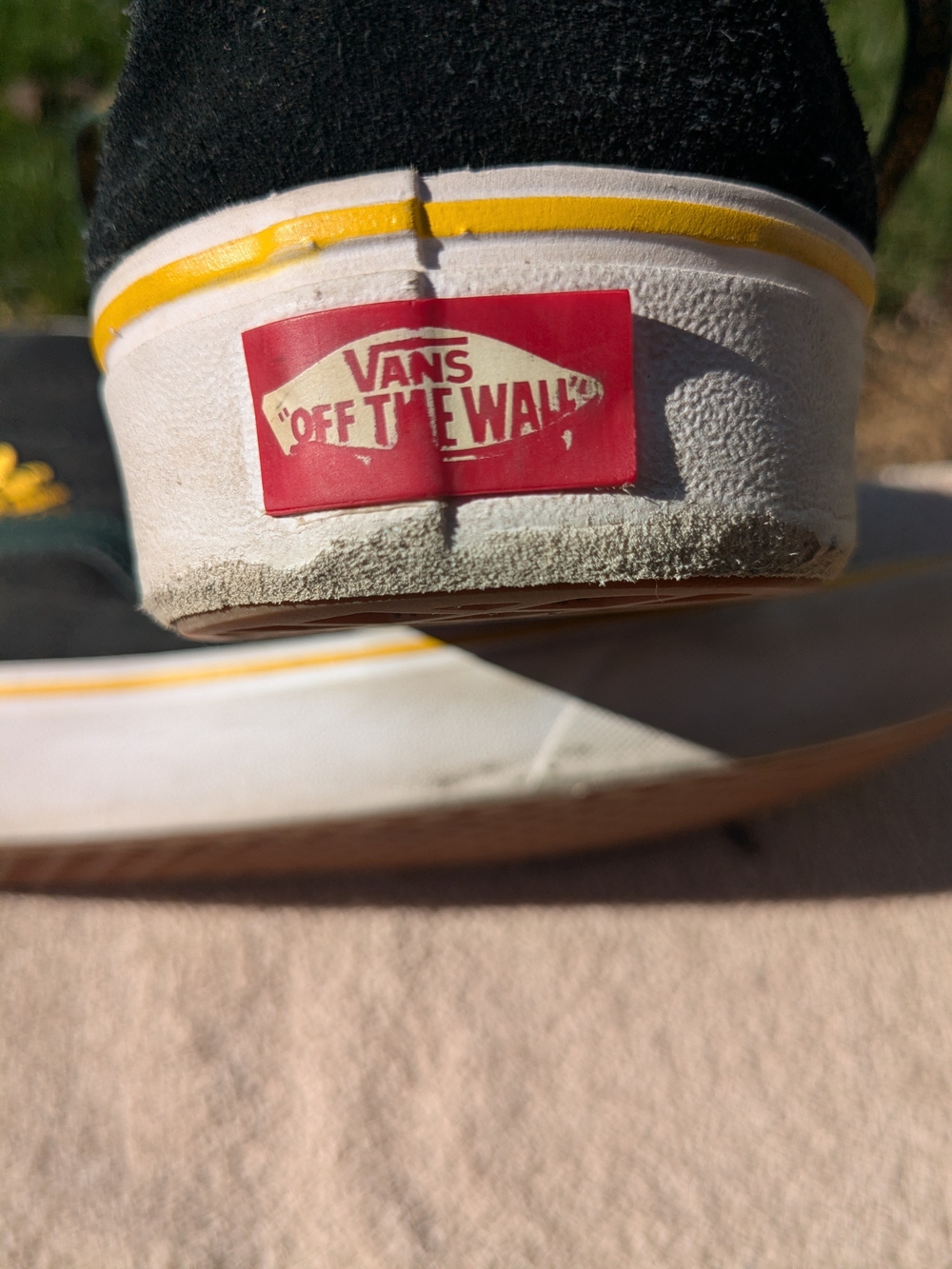 Vans High Top Sneakers in Black with Green Stripe and Yellow Sunflower - Picture 5 of 5